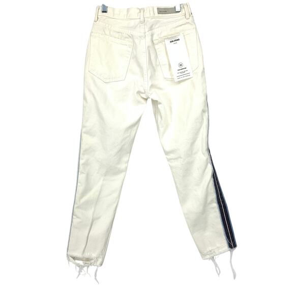 GRLFRND Karolina Jeans Women's Size 25 High Rise Straight Crop White Side Stripe - Picture 2 of 9